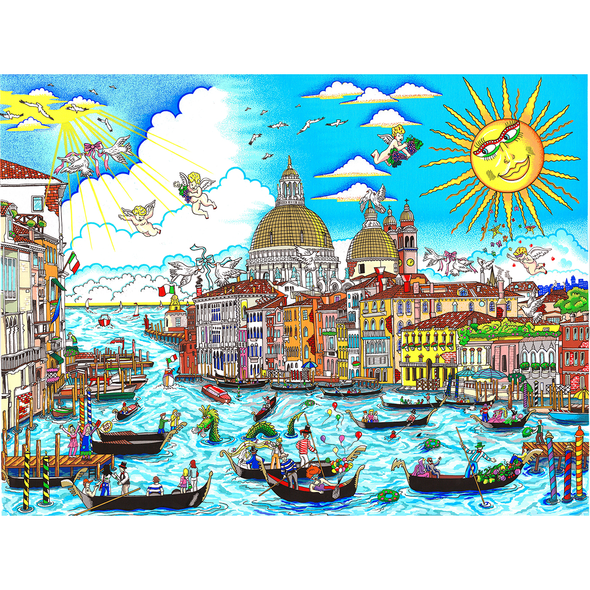 Sérigraphie 3D de CHARLES FAZZINO The sun rises over Venice