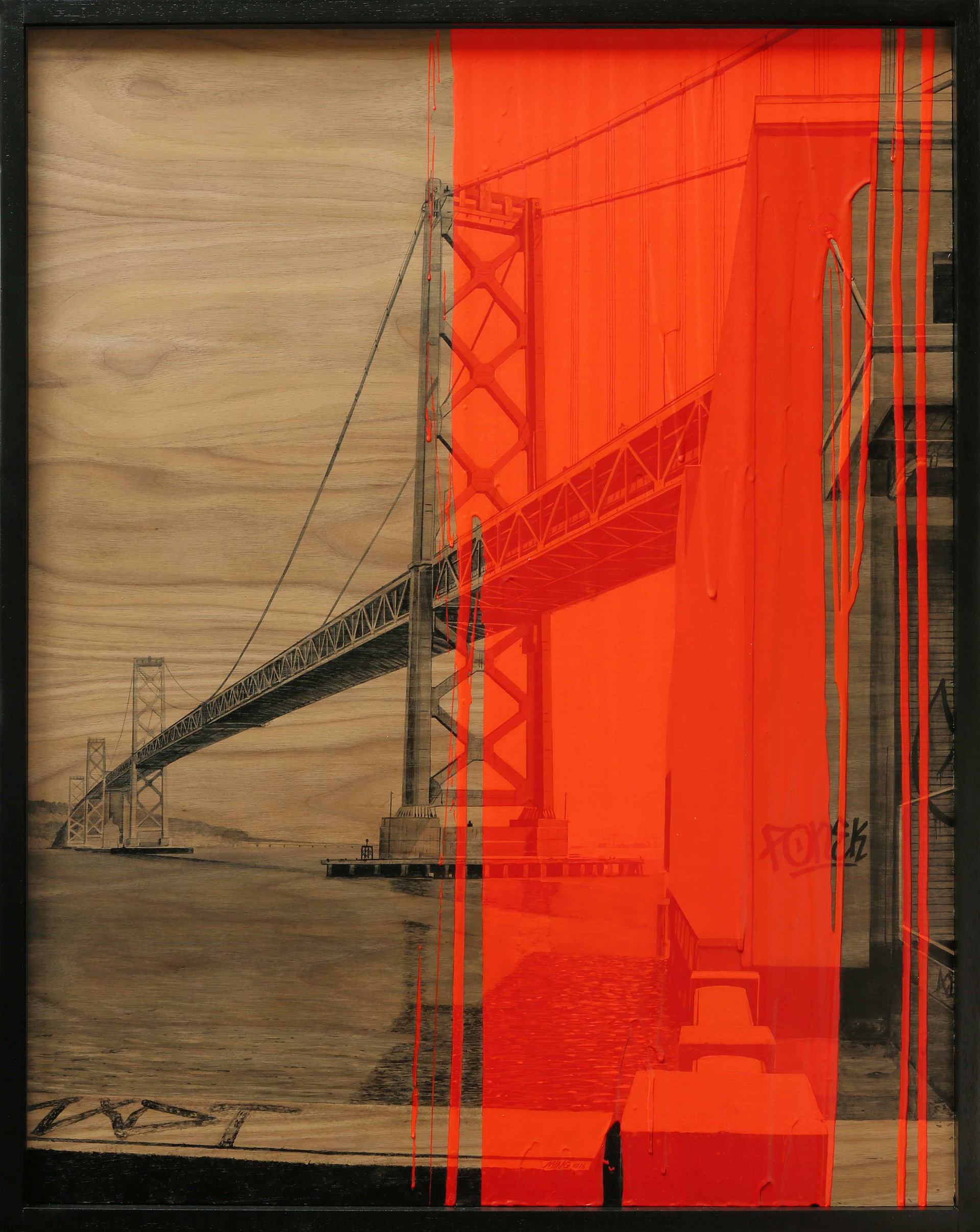 Laurent Minguet Acrylic on walnut panel  San Francisco 84x66cm