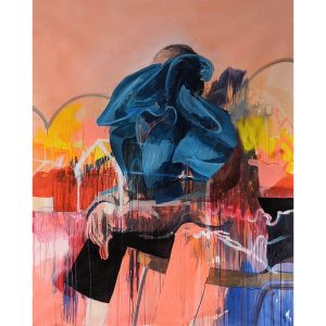 Julien Graizely, En attendant, technique mixte sur toile, Mixed media on canvas,160 x 130 cm, 63 x 51 in,2021