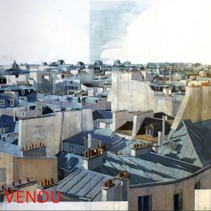 Mo Peinture à l'acrylique sur toile Paris Rive droite 80x80xm