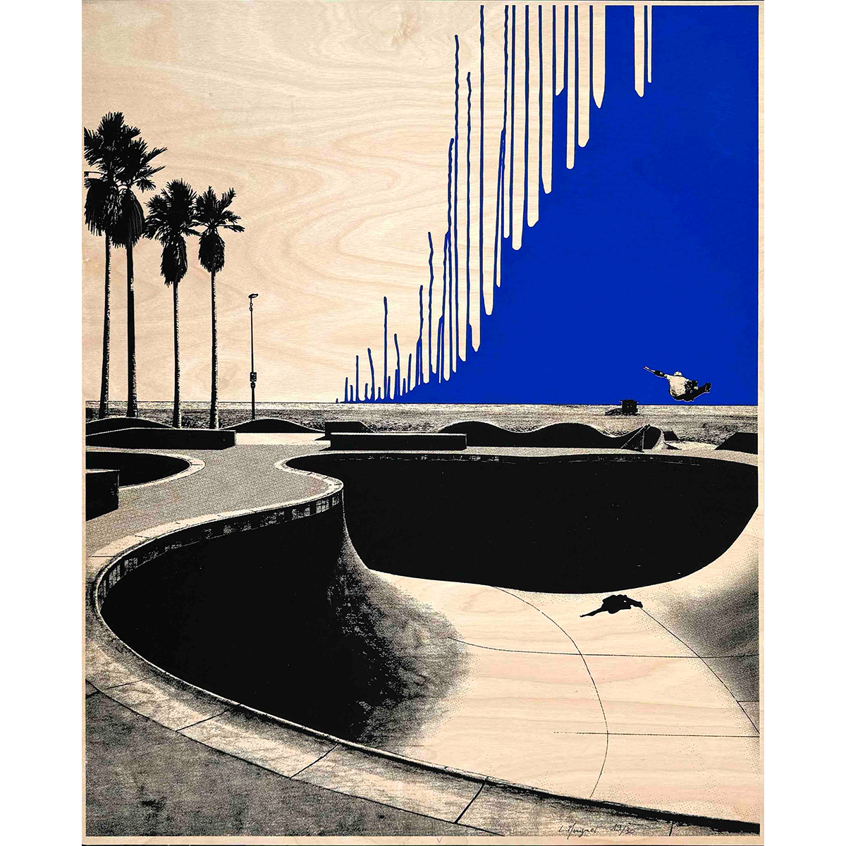 LAURENT MINGUET Alone in Venice beach Los Angeles - 74x60cm Sérigraphie sur érable 30 ex 2024