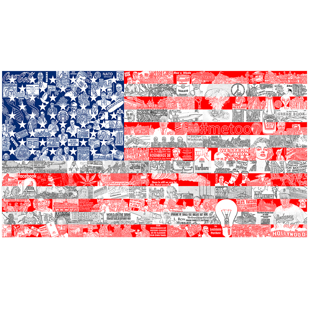 Charles Fazzino Sérigraphie en 3D American flag