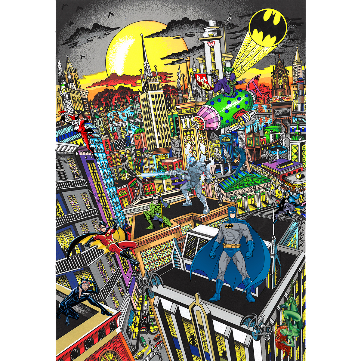 Charles Fazzino 3D serigraph on museum board Super Heroes USA