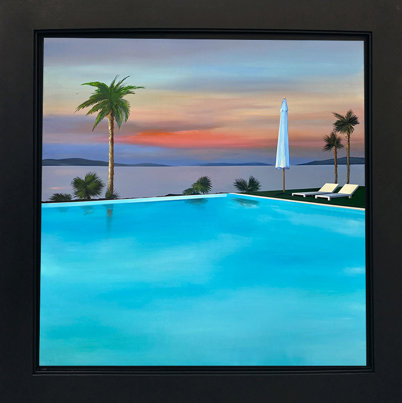 DANIEL RAYNOTT Summer Evening and dancing skies 112x112cm Huile et Acrylique sur toile 2023 1 (2)