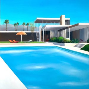 daniel raynott california villa 100x100cm huile et acrylique sur toile 2024 1