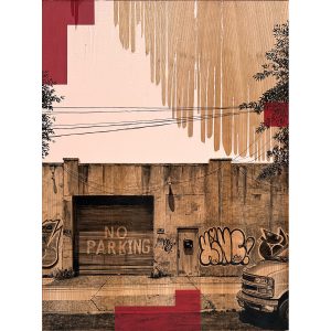 LAURENT MINGUET Alone in Long Island City Acrylique sur merisier 80x59cm 2025 1